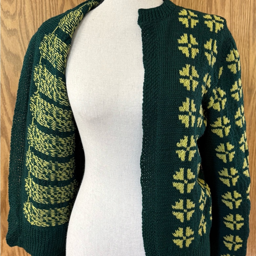 Hand knitted Exectional quality One of a kind Cardigan Green